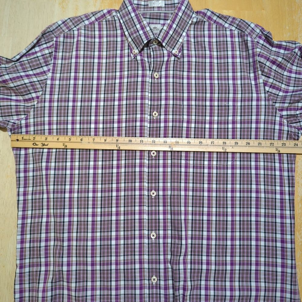 Peter Millar long sleeve button down plaid lavender cotton shirt size L - Picture 8 of 12